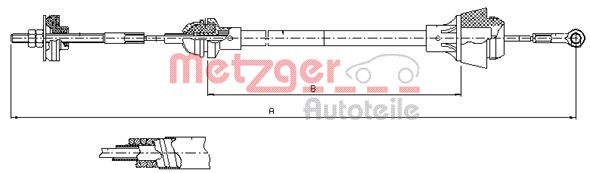 METZGER Трос, управление сцеплением 10.3601