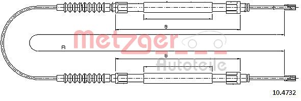 METZGER Тросик, cтояночный тормоз 10.4732