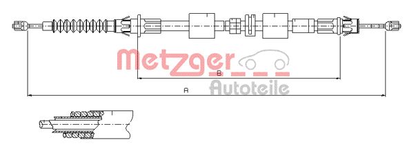 METZGER Тросик, cтояночный тормоз 11.5508