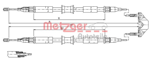 METZGER Тросик, cтояночный тормоз 11.5765