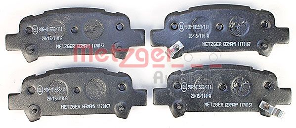 METZGER Комплект тормозных колодок, дисковый тормоз 1170167