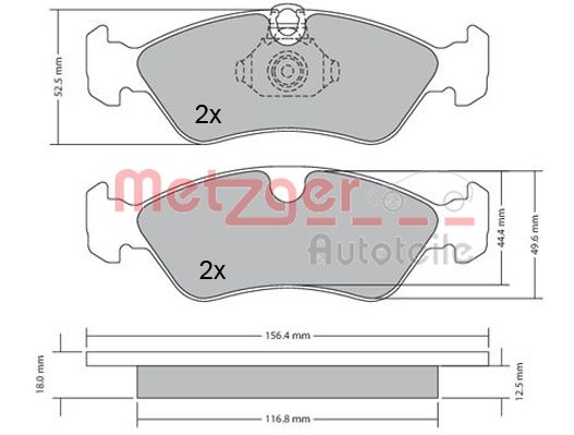METZGER Комплект тормозных колодок, дисковый тормоз 1170235