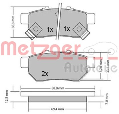 METZGER Комплект тормозных колодок, дисковый тормоз 1170272