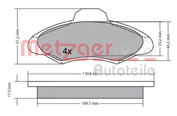 METZGER Комплект тормозных колодок, дисковый тормоз 1170329