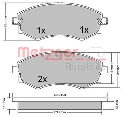 METZGER Комплект тормозных колодок, дисковый тормоз 1170394