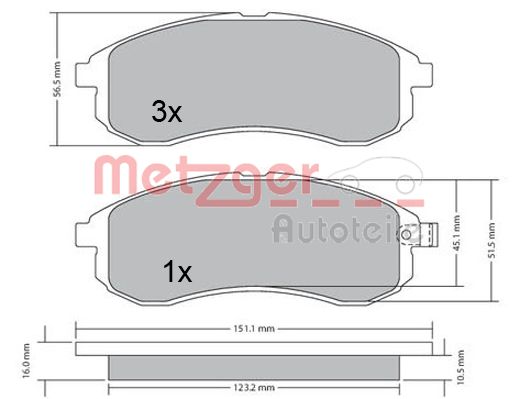METZGER Комплект тормозных колодок, дисковый тормоз 1170406
