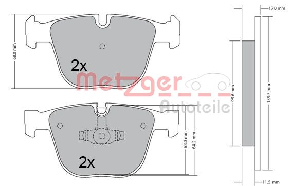 METZGER Комплект тормозных колодок, дисковый тормоз 1170421