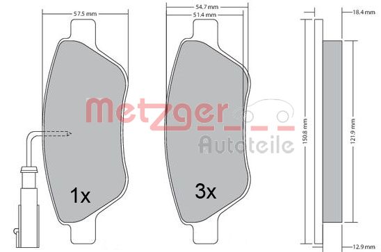 METZGER Комплект тормозных колодок, дисковый тормоз 1170505