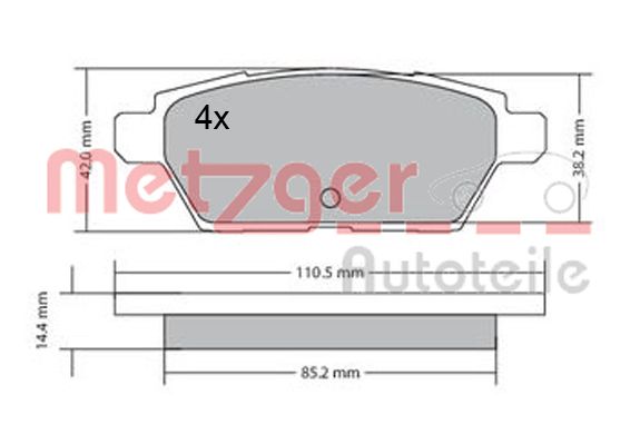 METZGER Комплект тормозных колодок, дисковый тормоз 1170637