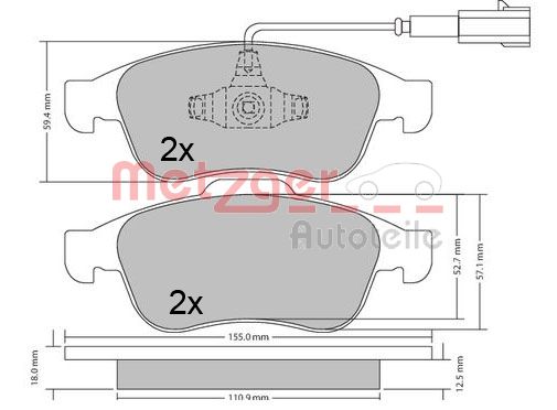 METZGER Комплект тормозных колодок, дисковый тормоз 1170671