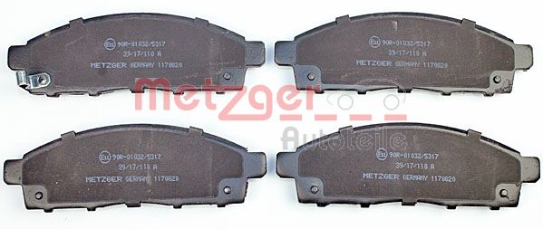 METZGER Комплект тормозных колодок, дисковый тормоз 1170820