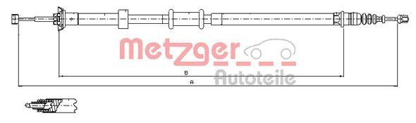 METZGER Тросик, cтояночный тормоз 12.0726