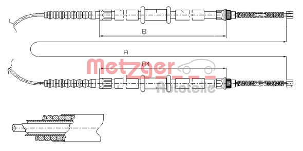 METZGER Тросик, cтояночный тормоз 1261.3