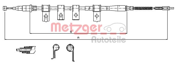 METZGER Тросик, cтояночный тормоз 17.3503