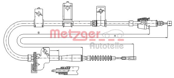 METZGER Тросик, cтояночный тормоз 17.6020