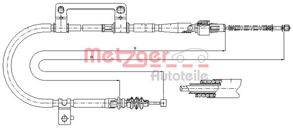 METZGER Тросик, cтояночный тормоз 17.6041