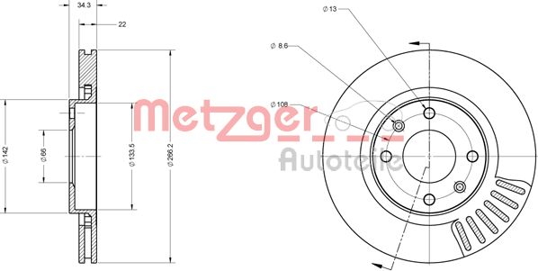 METZGER Тормозной диск 6110023