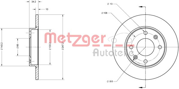 METZGER Тормозной диск 6110037