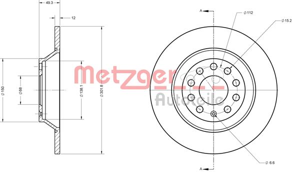 METZGER Bremžu diski 6110136