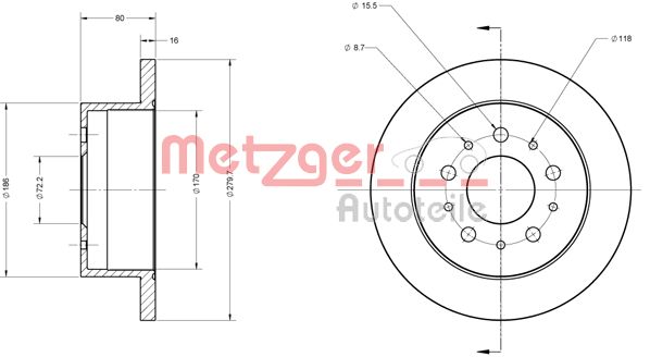 METZGER Bremžu diski 6110163