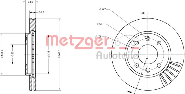 METZGER Bremžu diski 6110173