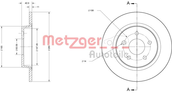 METZGER Bremžu diski 6110180