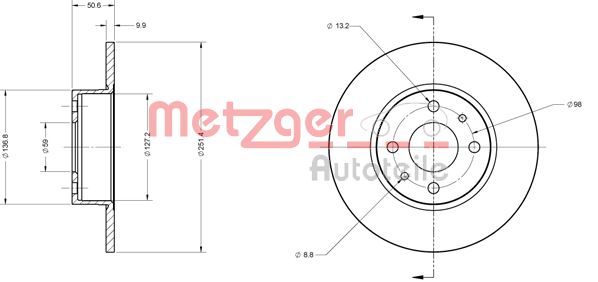 METZGER Bremžu diski 6110204