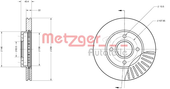 METZGER Bremžu diski 6110586
