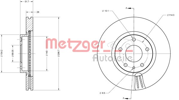 METZGER Тормозной диск 6110730