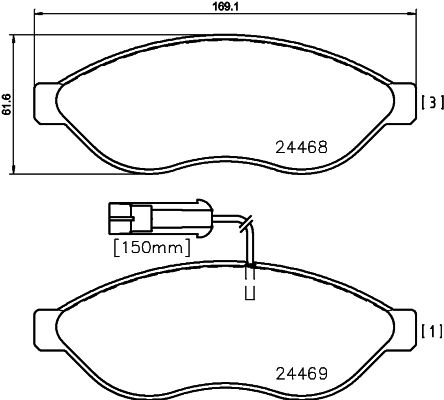 MINTEX Комплект тормозных колодок, дисковый тормоз MDB2846