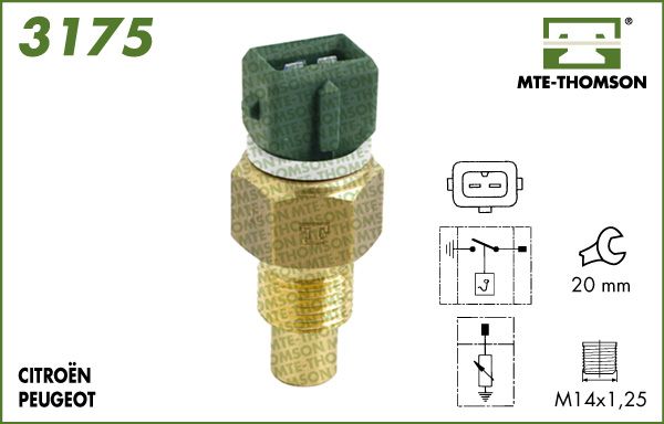 MTE-THOMSON Датчик, температура охлаждающей жидкости 3175