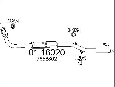 MTS Труба выхлопного газа 01.16020
