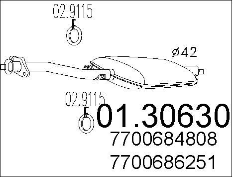 MTS Предглушитель выхлопных газов 01.30630