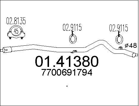 MTS Труба выхлопного газа 01.41380
