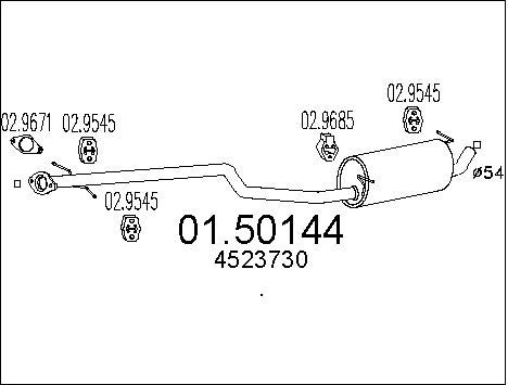 MTS Средний глушитель выхлопных газов 01.50144