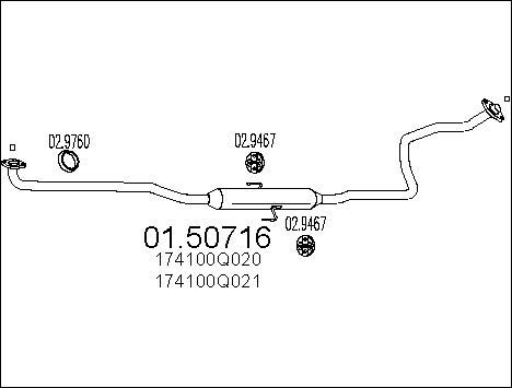 MTS Средний глушитель выхлопных газов 01.50716