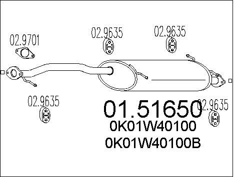 MTS Средний глушитель выхлопных газов 01.51650