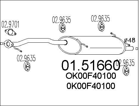 MTS Средний глушитель выхлопных газов 01.51660