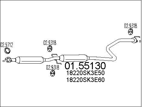 MTS Средний глушитель выхлопных газов 01.55130