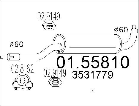 MTS Средний глушитель выхлопных газов 01.55810