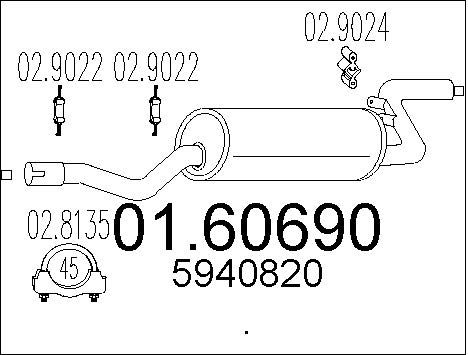MTS Глушитель выхлопных газов конечный 01.60690