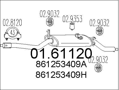 MTS Глушитель выхлопных газов конечный 01.61120