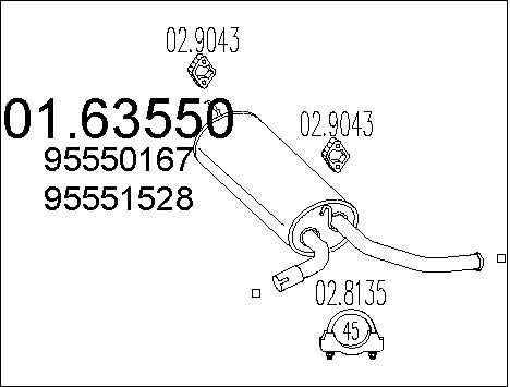 MTS Глушитель выхлопных газов конечный 01.63550