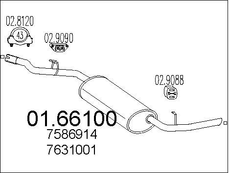 MTS Глушитель выхлопных газов конечный 01.66100