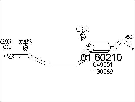 MTS Средний глушитель выхлопных газов 01.80210