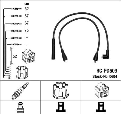 NGK Augstsprieguma vadu komplekts 0604