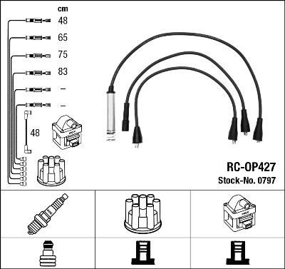 NGK Augstsprieguma vadu komplekts 0797