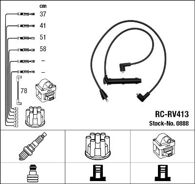 NGK Комплект проводов зажигания 0888