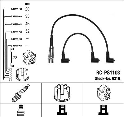 NGK Augstsprieguma vadu komplekts 6316