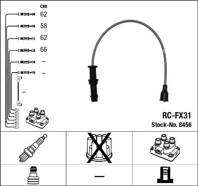 NGK Augstsprieguma vadu komplekts 8456